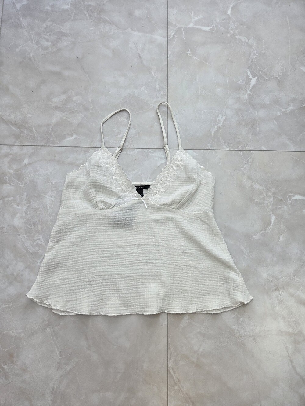 White Ribbed Spaghetti Strap Crop Top